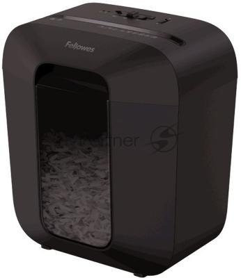 Шредер Fellowes PowerShred LX25 черный (секр.P-4)/перекрестный/6лист./11.5лтр./скрепки/скобы/пл.карты