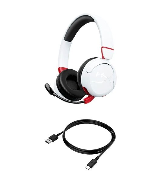 Гарнитура HyperX Cloud Mini белый, беспроводная + проводная, Bluetooth, до 25 ч, совместимость с PS5, Xbox