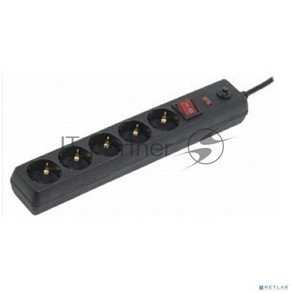 Сетевой фильтр IEK WFP10-16-05-05-ZK-K02 СФ-05К-выкл. 16А 5 мест 5 м 3х1мм2 черный