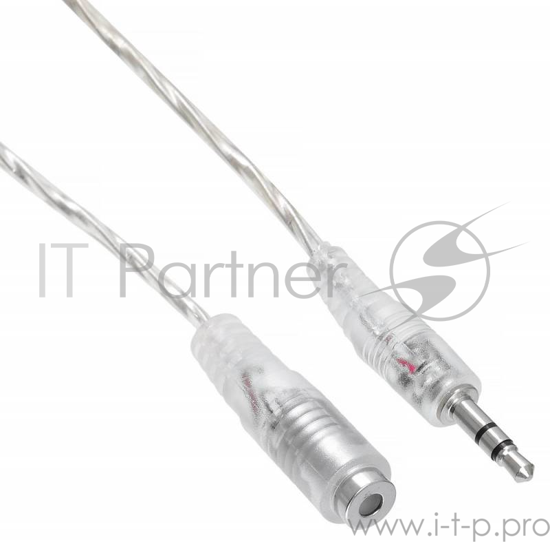 Кабель-удлинитель аудио Buro Jack/Plug 3.5мм (f) 1м. прозрачный