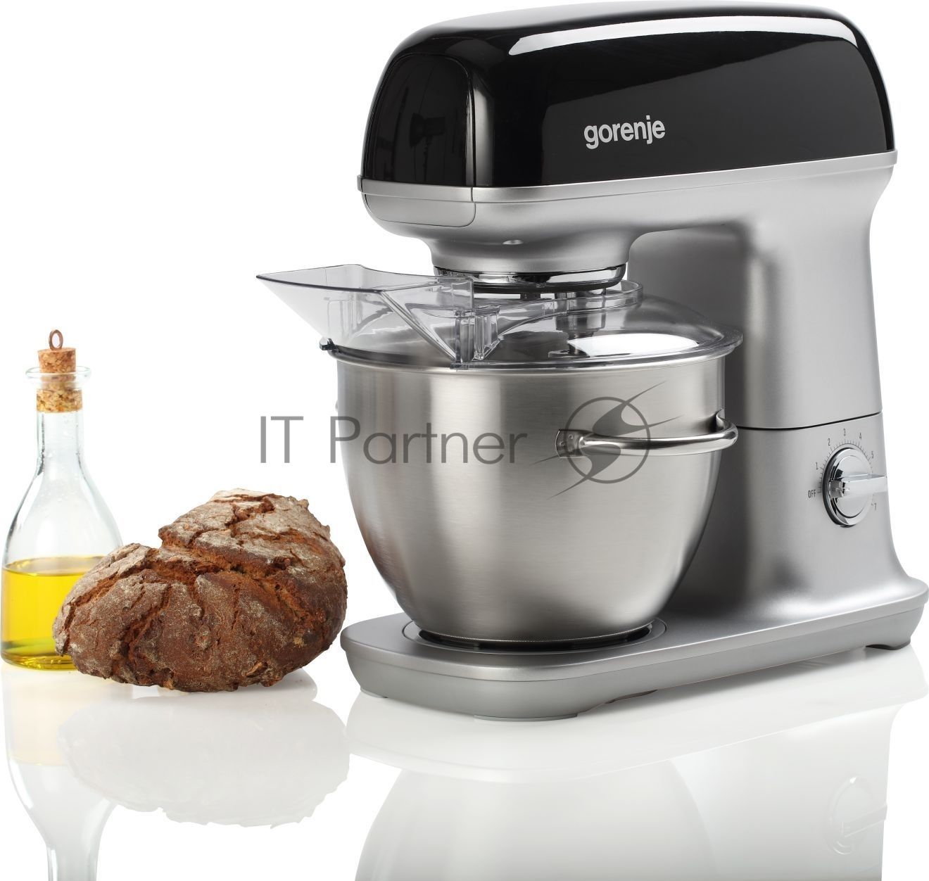 Миксер Gorenje MMC1000RLBK черный/серебристый, стационарный, 1000 Вт, 4.5 л, 7 скоростей