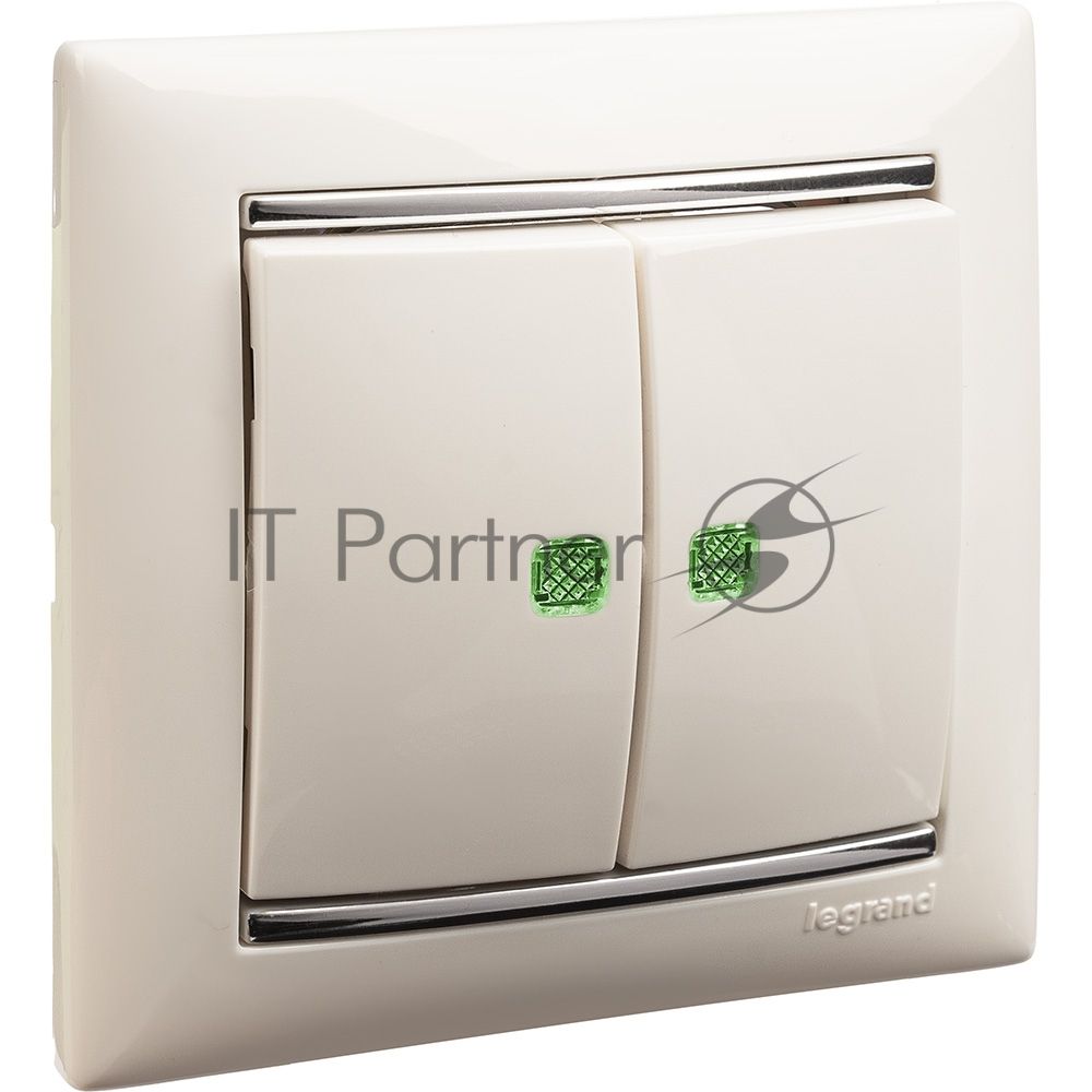 Электроустановочные изделия Legrand Legrand 774428 Выключатель  Valena 10А двухклавишный с подсветкой (белый)