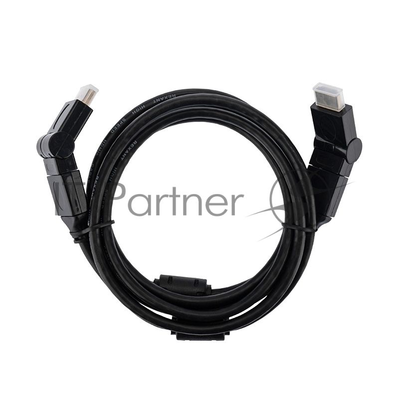 Кабель Rexant HDMI - HDMI с фильтрами, длина 2 метра, угловой 360° (GOLD) (PVC пакет)