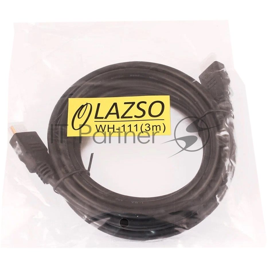 Кабель видео LAZSO WH-111-B HDMI (m)/HDMI (m) 3м. позолоченные контакты черный