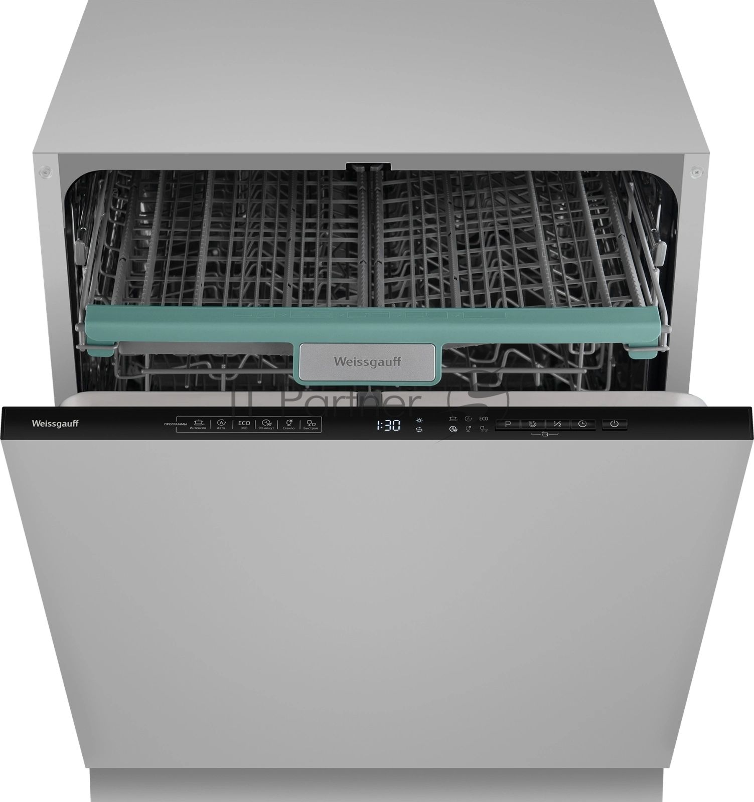 Встраиваемая посудомоечная машина Weissgauff BDW 6135 D Inverter AutoOpen Timer Floor, серебристый, 59.8 см, 14 компл., 49 дБ, класс А+++
