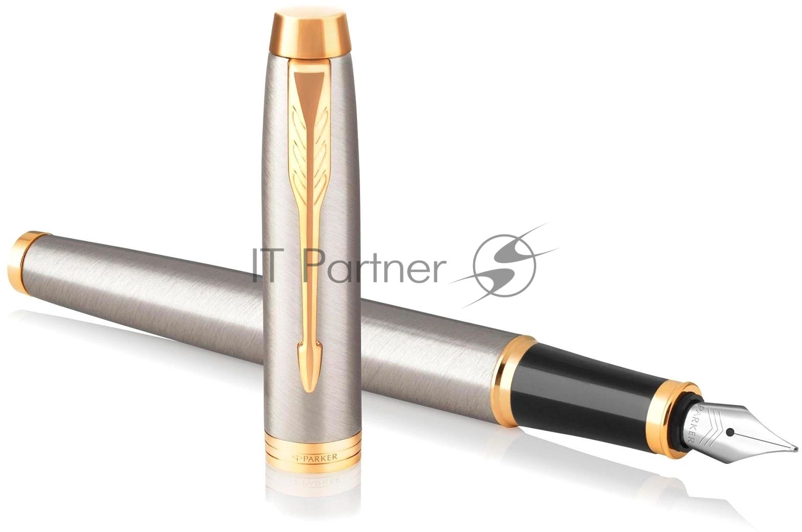 Ручка перьевая Parker IM Core F321 (CW1931649) Brushed Metal GT F сталь нержавеющая, подарочная коробка