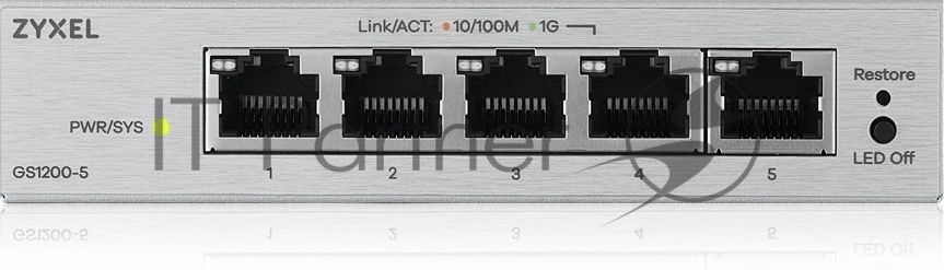 Коммутатор ZYXEL GS1200-5V3-EU0101F, 5×1 Гбит/с, управляемый