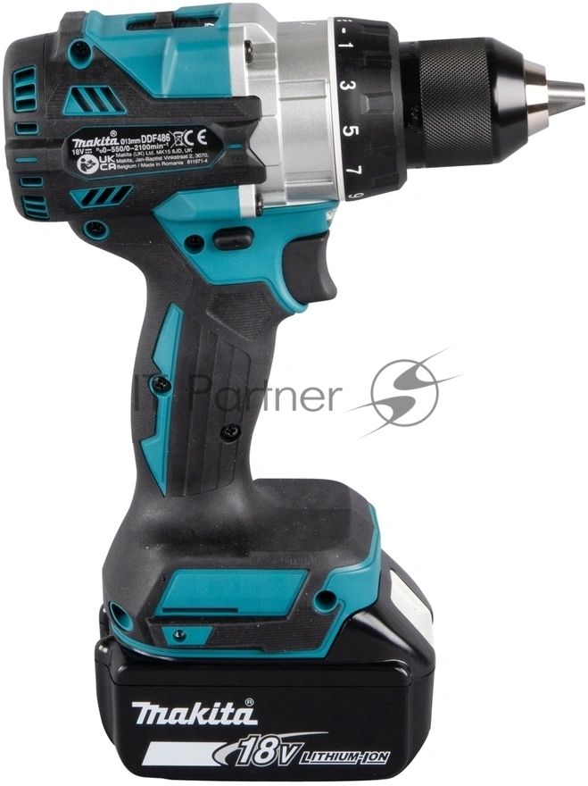 Дрель-шуруповерт Makita DDF486RTJ, 18 В, 5 Ач, 130 Нм, бесщеточный