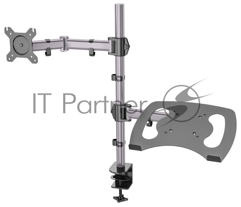 Кронштейн для монитора/ноутбука Cactus CS-VM-LH07-AL серебряный 13"-27" макс.8кг настольный поворот и наклон