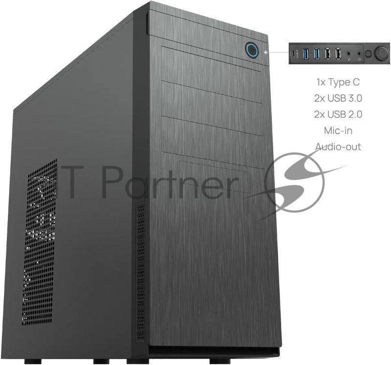Компьютерный корпус Chieftec Elox черный без БП ATX 2xUSB2.0 2xUSB3.0 1xUSB3.1 audio bott PSU