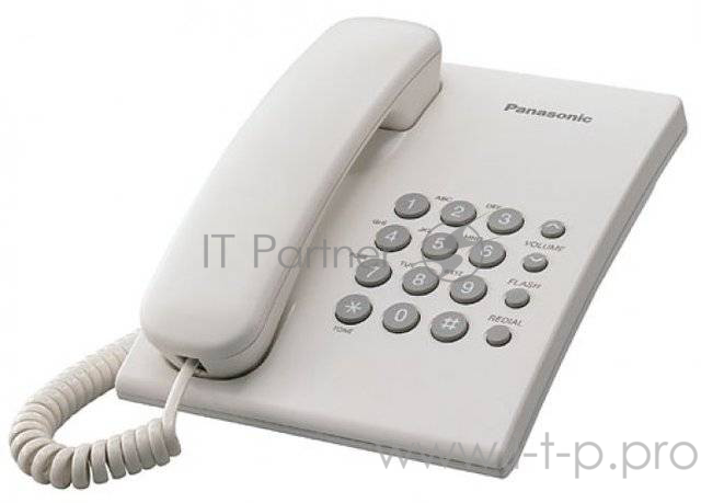 Телефон проводной Panasonic KX-TS2350RUW белый повтор номера, регул-ка громкости, кр.на стену