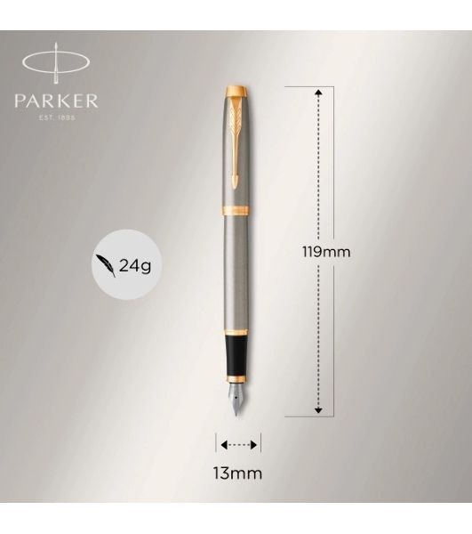 Ручка перьевая Parker IM Core F321 (CW1931649) Brushed Metal GT F сталь нержавеющая, подарочная коробка