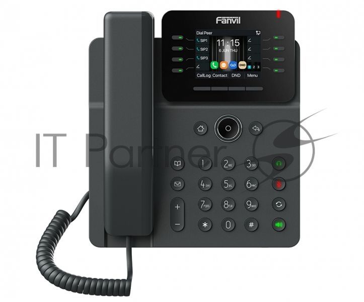Fanvil V62G (Замена X303G), 12 SIP-акк., 2,8", 320x240 Цвет. экран, POE, БП в комп., 2x1 Gbps, Чёрный