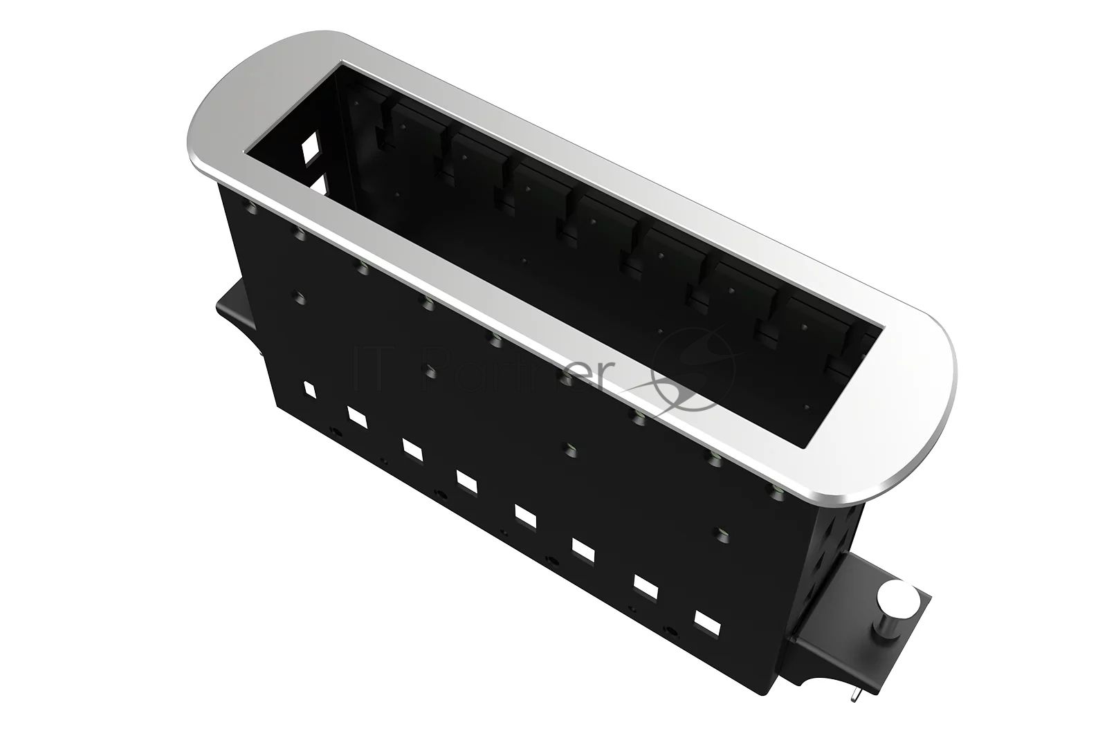 Прямоугольный металлический корпус Wize Pro WRTS-M-8BOX-S серия M, для модульной системы врезного лючка в стол с убирающейся крышкой для установки до 8 модулей-вставок серии М, серебристый