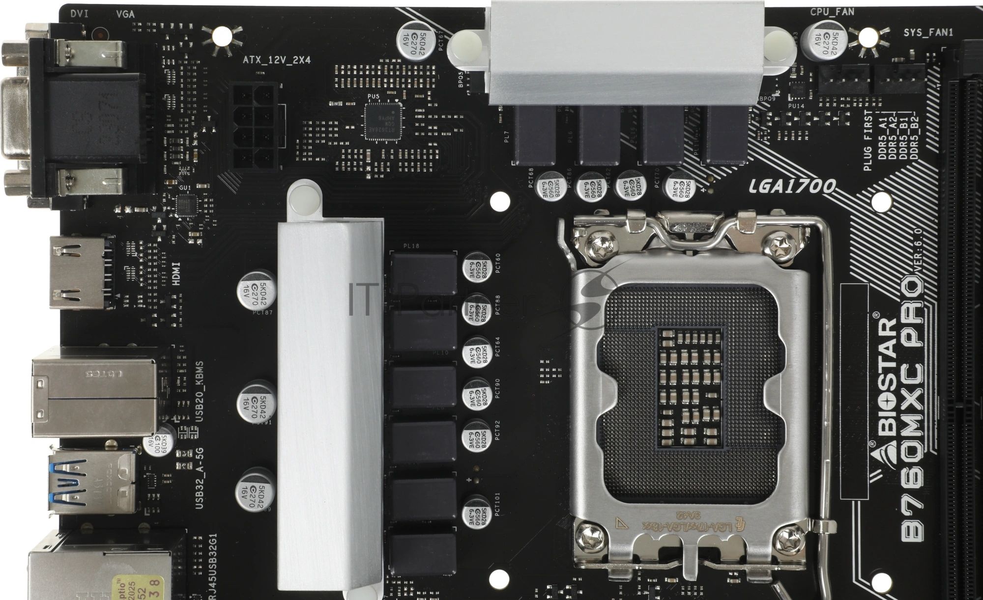 Материнская плата Biostar B760MXC PRO, LGA1700, Intel B760, 4xDDR5, 8xSATA, 2xM.2, 1xPCIe 4.0 x16, DVI-D, HDMI, D-Sub, 1x2.5Gb LAN, 3x3.5 мм, 7.1, microATX