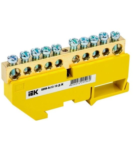 Шина PE "земля" на DIN-изол ШНИ-8х12-10-Д-Ж YNN10-812-10D-K05 IEK
