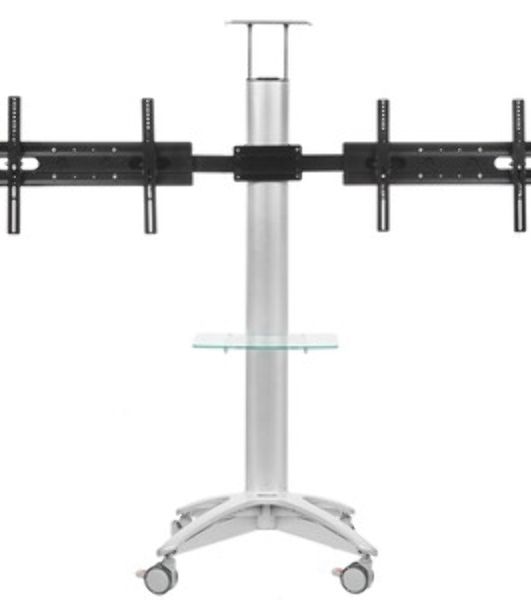 Arm media PT-STAND-15 (состоит из 2-х частей) black 1 шт/уп. Моб. стойка напол. для 2-х TV 26"-55", max 120 высота 1750мм., нак. ±15°, maxVESA 700x400