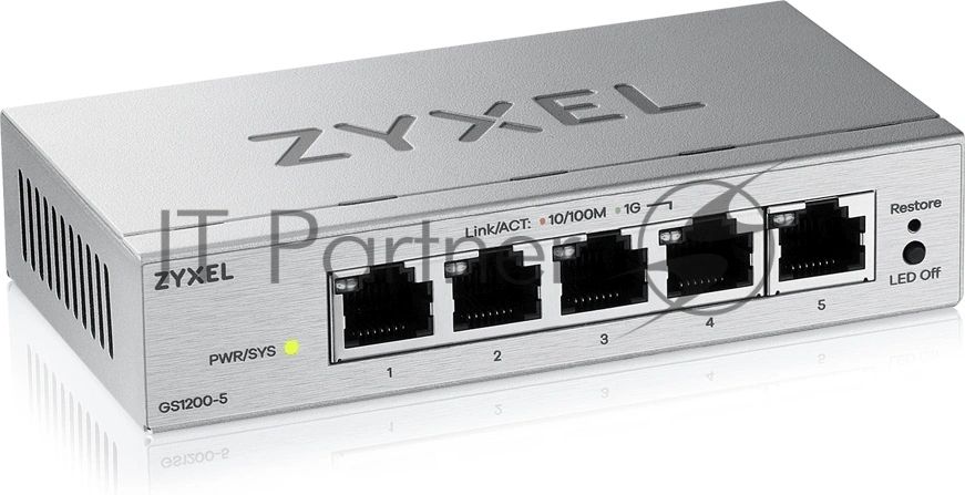 Коммутатор ZYXEL GS1200-5V3-EU0101F, 5×1 Гбит/с, управляемый