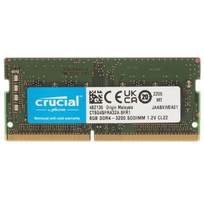 Оперативная память Crucial Premier, DDR4, 8GB (1x8GB), 3200 MHz, CL22, SO-DIMM, (OEM)