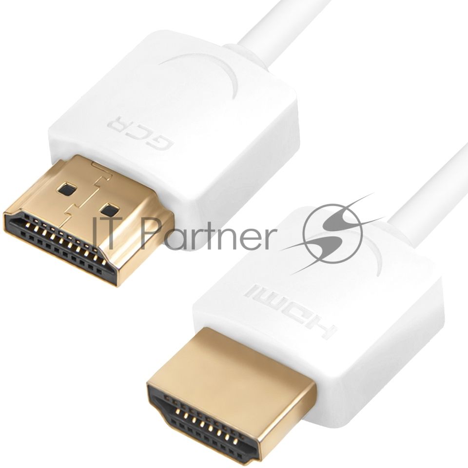 Ультратонкий кабель GCR HDMI2.0 для AppleTV, SLIM, 1.5m, белый, OD3.8mm, HDR 4:2:0, Ultra HD, 4K60Hz, 18.0 Гбит/с, 32/32 AWG GCR