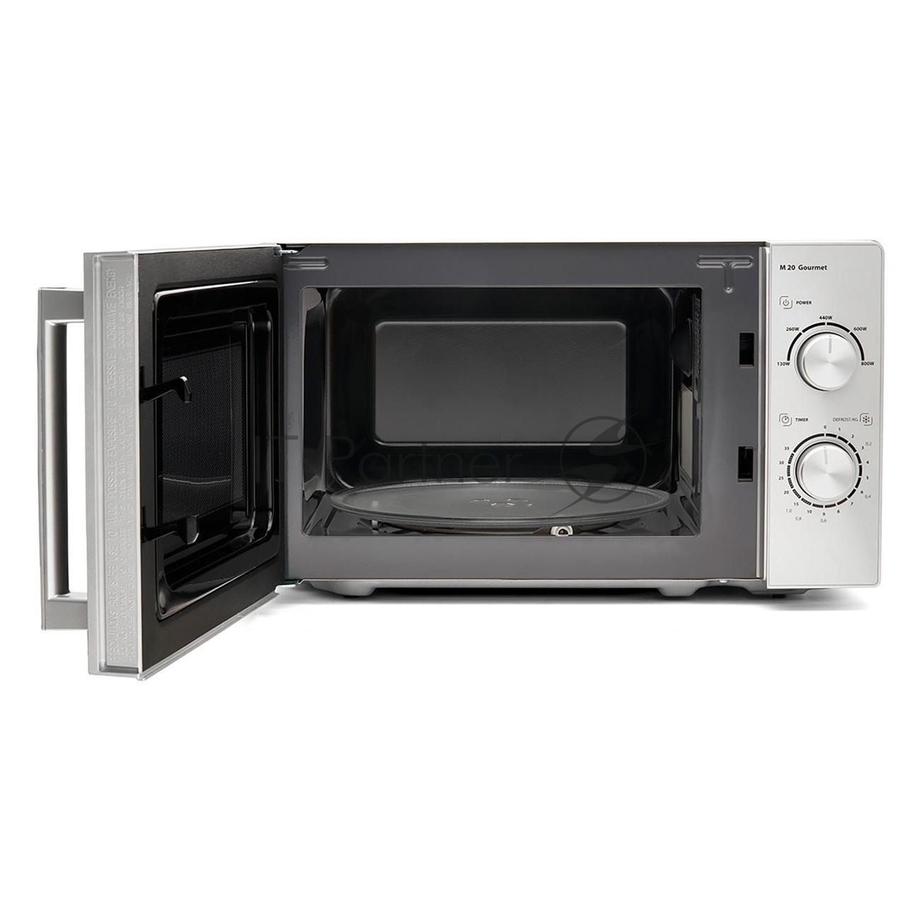 Микроволновая печь Caso M 20 Gourmet серебристый, 20 л, 800 Вт, переключатели - поворотный механизм