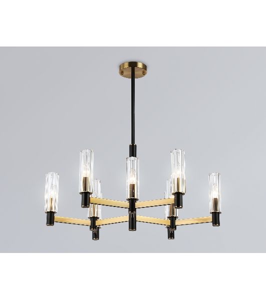 Люстра Ambrella light LH55513/9 BK/BS/CL черный/латунь/прозрачный E14*9 max 40W D760*760
