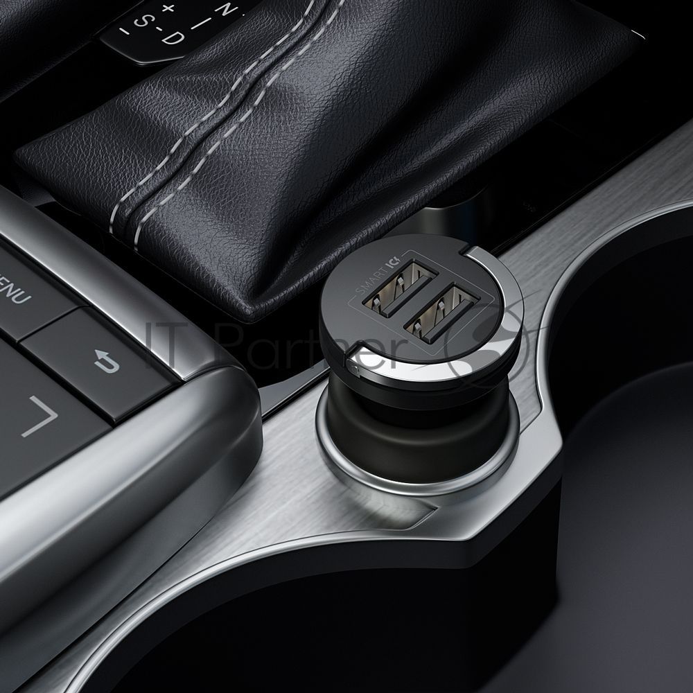 Автомобильное зарядное устройство DEPPA 11204,  2xUSB,  2100мА, черный