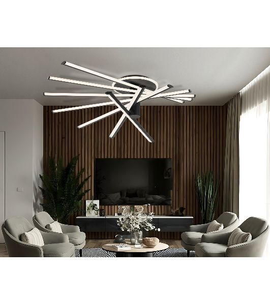 Потолочный светодиодный светильник Ambrella light FL6242 BK черный 135W 3000K-6400K 900*750*230 (ПДУ ИК)