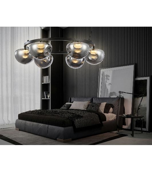 Подвесной светодиодный светильник Ambrella light LH12003/6 BK/GD/SM черный/золото/дымчатый 36W 3000K D760*175