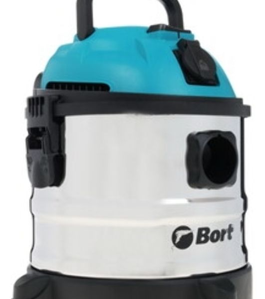 Строительный пылесос Bort BSS-1015 голубой/серебристый, 285/1250 Вт, уборка сухая/влажная, пылесборник контейнер, 15 л