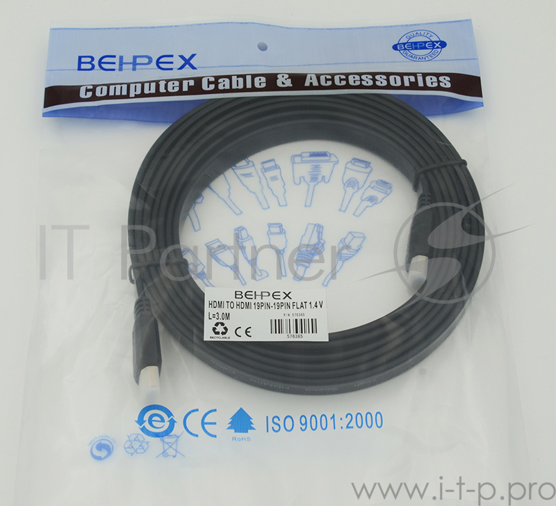 Кабель аудио-видео Behpex HDMI (m)/HDMI (m) 3м. черный