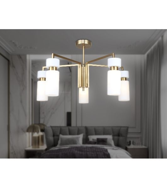 Люстра Ambrella light LH56124/5 BS/FR латунь/белый матовый E14*5 max 40W D605*350