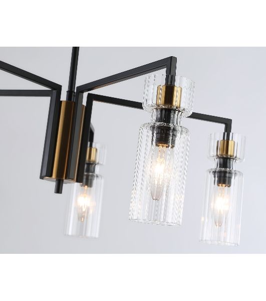 Люстра Ambrella light LH56113/5 BK/BS/CL черный/латунь/прозрачный E14*5 max 40W D605*350