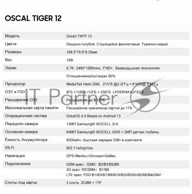 Смартфон OSCAL Tiger 12, 8/128Gb, фиолетовый