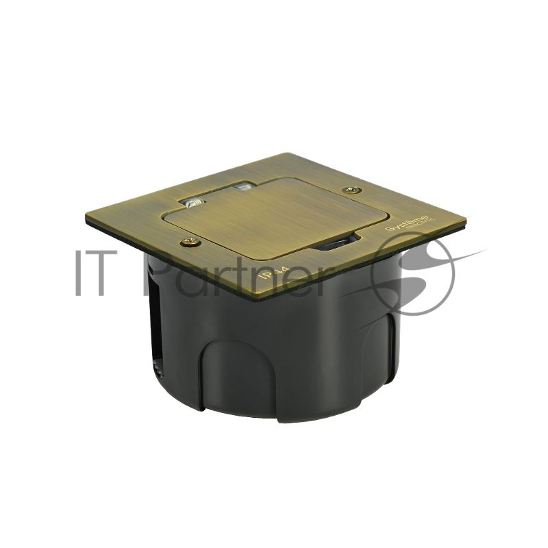 MultiDesk Лючок с розеткой 2К+З, 16А/250В, IP44 с монтажной коробкой для стены, фальшпола, стола Античная латунь, тип MDK21 | MDK21102BA | SE
