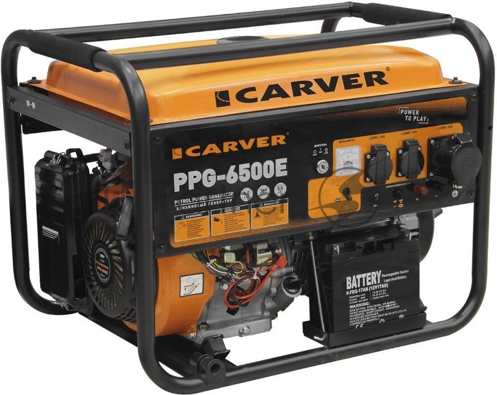 Электрогенератор бензиновый Carver PPG-6500E, 5.5 кВт, 74 дБ, 86 кг