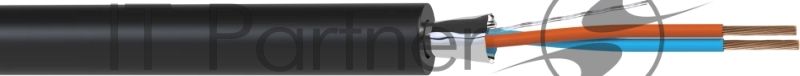 Кабель балансный микрофонный 100 м, 24 AWG, FRNC/LSZH, 0.2 мм2, диаметр 3.7мм, экран, медь 25 x 0.1 мм, черный, бухта