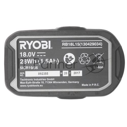 Аккумулятор для RYOBI (p/n: 1400672, B-1815-S, 1322401) 1.5Ah 18V Ni-Cd