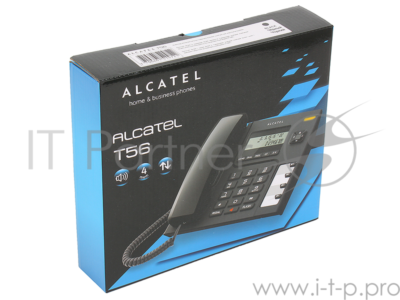 Телефон проводной Alcatel T56 черный АОН, Display, Flash, Recall, Wall mt.