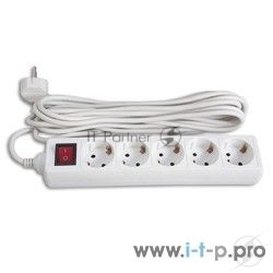 Сетевой удлинитель Buro BU-PS5.3/W 3 м (5 розеток) белый (пакет ПЭ)
