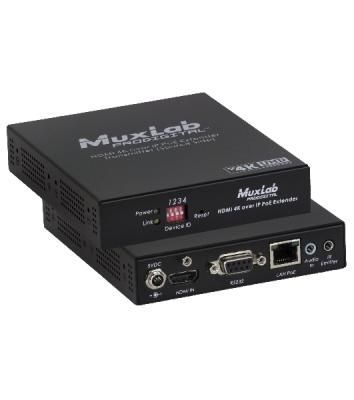 Передатчик-энкодер MuxLab 500759-TX 4K Over IP, сжатие JPEG2000, с PoE, с функцией видеостены
