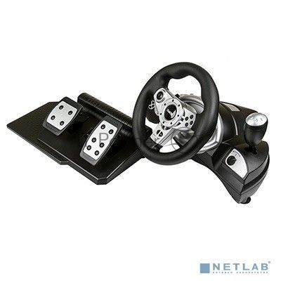 Игровой руль Dialog GW-155VR CyberPilot - эф.вибрации, 2 педали, рычаг ПП, PC USB