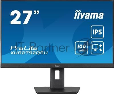 Монитор 27" Iiyama ProLite XUB2792QSU-B6 IPS 2560x1440, 100 Гц, 0.4 мс, 16:9, 250 кд/м², 1xHDMI, 1xDP, 4xUSB, 1x3.5 мм, 2x2 Вт, черный