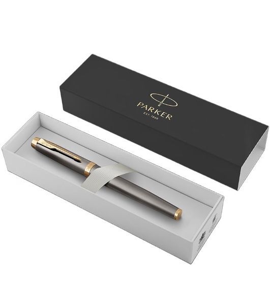 Ручка роллер Parker IM Premium Grey Core GT (2213778), F, черные чернила, подарочная коробка