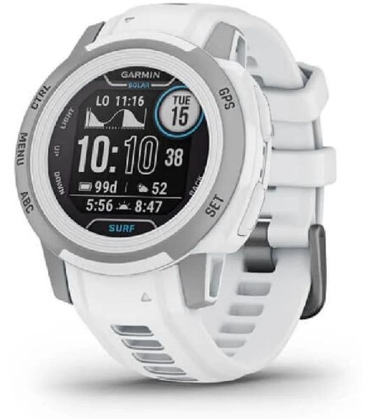 Умные часы Garmin Instinct 2S Solar Surf Edition Ericeira, 0.79" PMOLED, Wi-Fi, Bluetooth 4.2, NFC, IP68, черный / белый