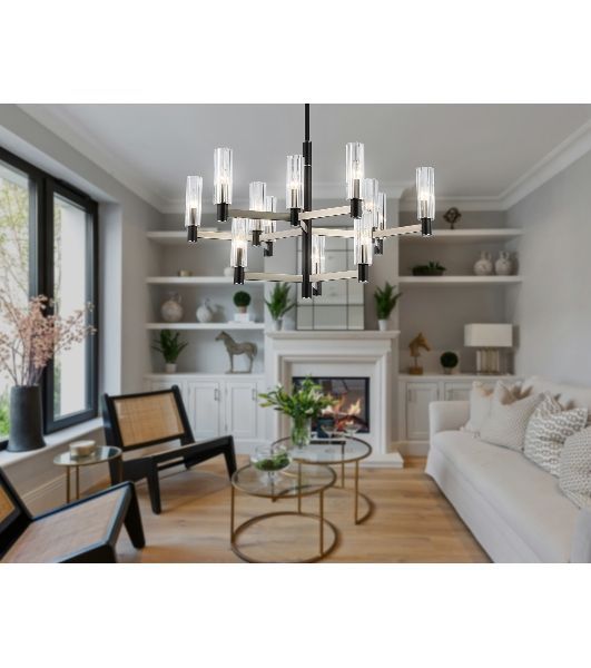 Люстра Ambrella light LH55505/12 SN/BK/CL сатин никель/черный/прозрачный E14*12 max 40W D860*905