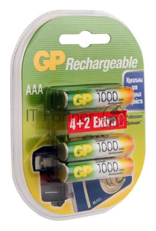 Аккумулятор GP Rechargeable 1000AAAHC4/2 AAA NiMH 1000mAh (6шт) блистер