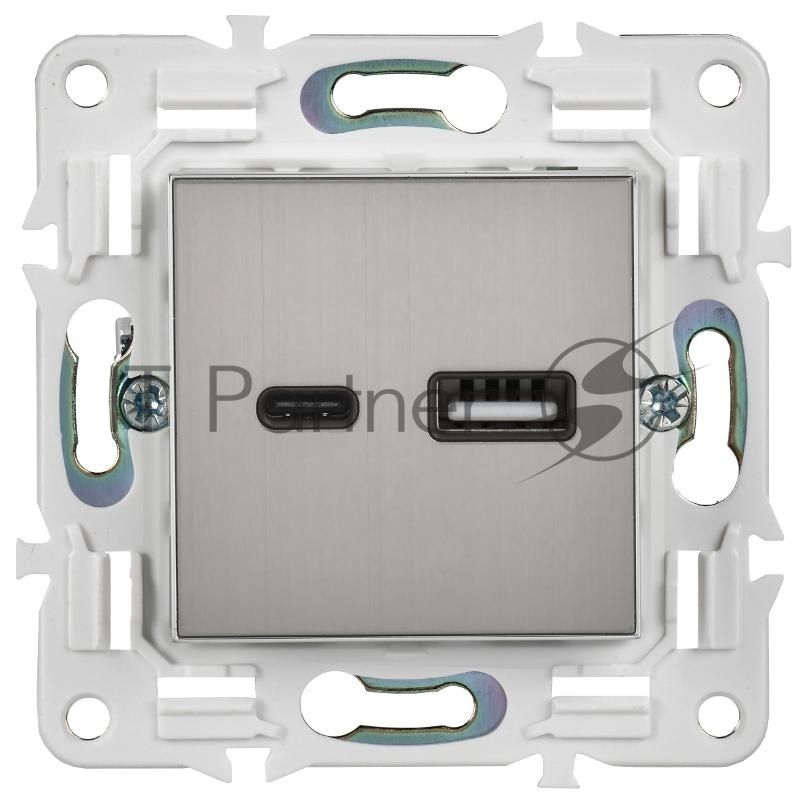 SKANDY Розетка USB A+C 3,1А SK-R14N никель | SK-U22-D31-K50 | IEK
