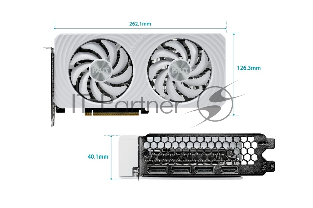 Видеокарта Palit GeForce RTX 5060 Ti WHITE OC, 16 GB GDDR7, 128 bit, 3xDisplayPort, HDMI, GPU 2407 MHz