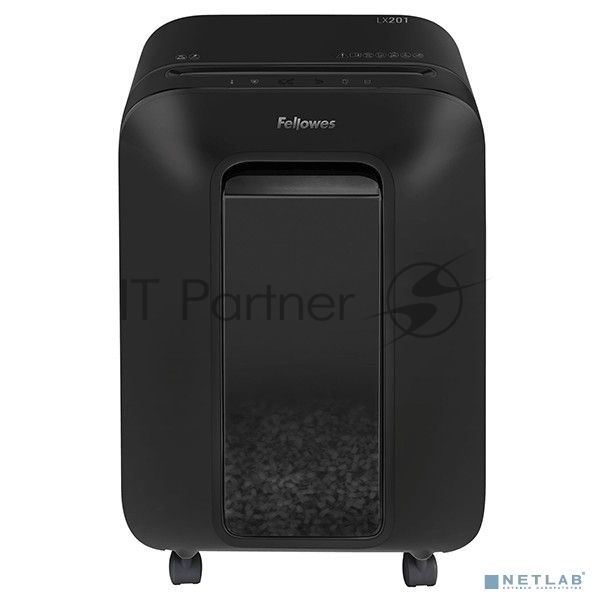 Шредер Fellowes Powershred LX201, черный, DIN P-5, 2х12 мм, 12 лст., 22 лтр., Jam Proof™, SafeSense
